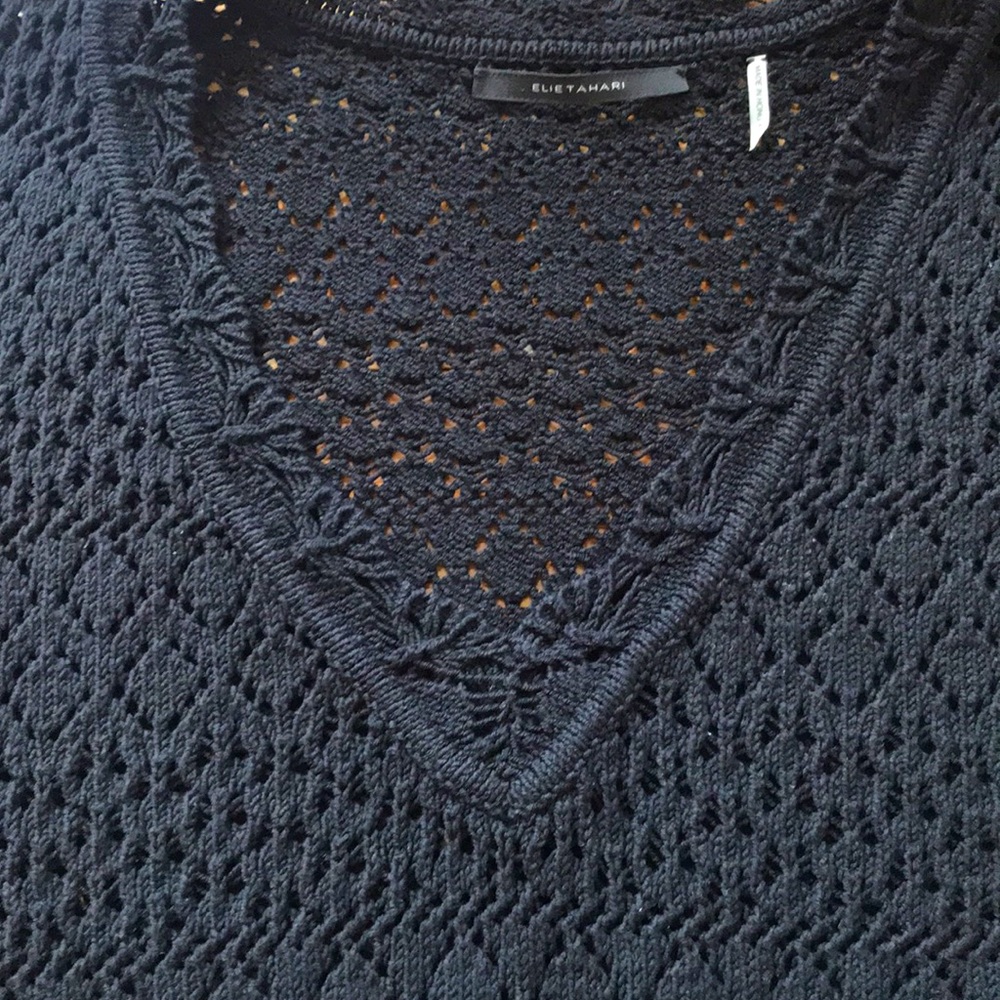 Elie Tahari Blk lace knit sweater Sz M
